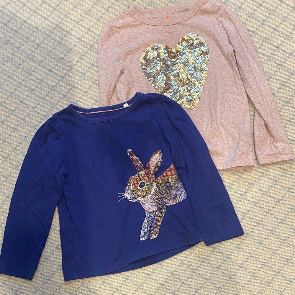 Lot of 2 Girls Long Sleeve Shirts size 4-5 (XS)